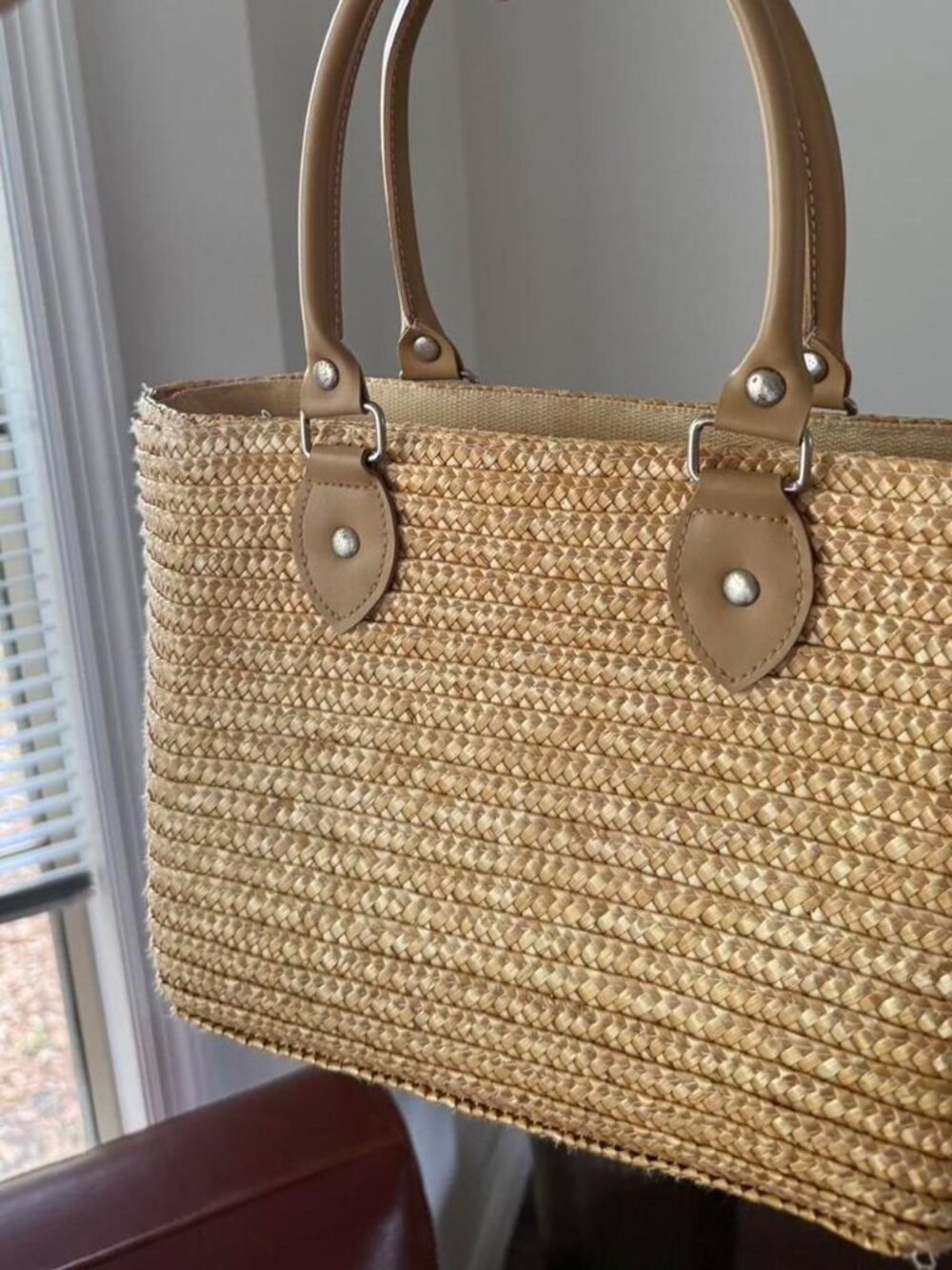 Summer Straw Tote Bag with Pink Glitter Cherry Charm - Picture 3 of 5